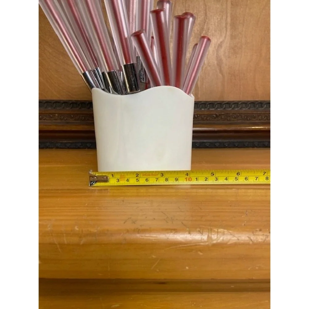 Ikea Ivar Ledang Skymta Red Acrylic 24pc Flatware Set And Holder Stainless Steel